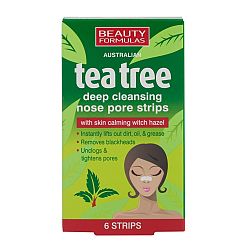 BEAUTY FORMULAS tea tree Čistiace pásky na nos 6 ks
