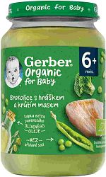 Gerber Organic brokolica s hráškom a morčacím mäsom 190 g