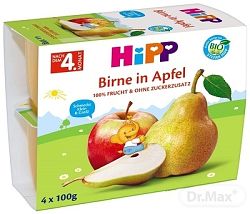 HiPP Bio 100% OVOCIE Jablká s hruškami ovocný príkrm 4 x 100 g