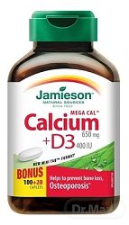 Jamieson Mega Cal vápnik 650 mg s vitamínom D3 400 IU 120 tabliet