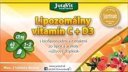JutaVit Lipozomálny Vitamín C + D3 s bioflavonoidmi a extraktmi zo šípok a aceroly 60 tabliet