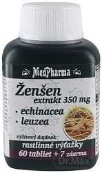 MedPharma ŽENŠEN 350 mg + Echinacea + Leuzea 60+7 tabliet