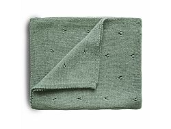 Mushie pletená detská deka z organickej bavlny, dierkovaná - sage