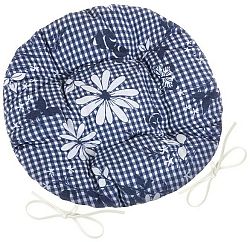 Sedák DITA 62/410 guľatý prešívaný priemer 40cm modrá kocka s kvetom