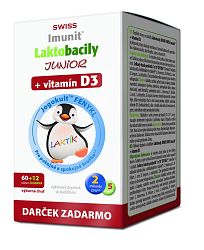 SWISS Laktobacily JUNIOR Imunit + vitamín D3 60+12 tbl.+ darček
