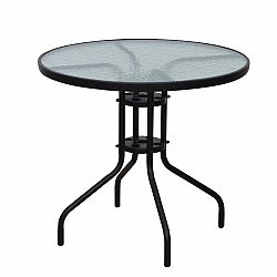 TEMPO KONDELA Jedálenský stôl, čierna oceľ/tvrdené sklo, BORGEN TYP 2