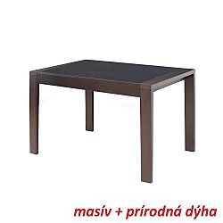 TEMPO KONDELA Jedálenský stôl, rozkladací, wenge/čierne sklo, JANADAN