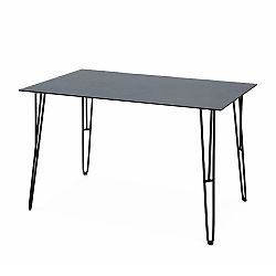 TEMPO KONDELA Jedálenský stôl, tvrdené sklo/čierny kov, OBERON
