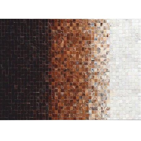 TEMPO KONDELA Luxusný kožený koberec, biela/hnedá/čierna, patchwork, 120x180, KOŽA TYP 7