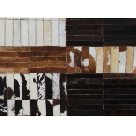 TEMPO KONDELA Luxusný kožený koberec, čierna/hnedá/biela, patchwork, 201x300, KOŽA TYP 4