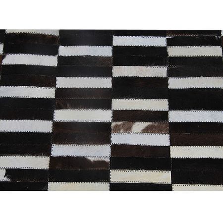 TEMPO KONDELA Luxusný kožený koberec,  hnedá/čierna/biela, patchwork, 120x180, KOŽA TYP 6